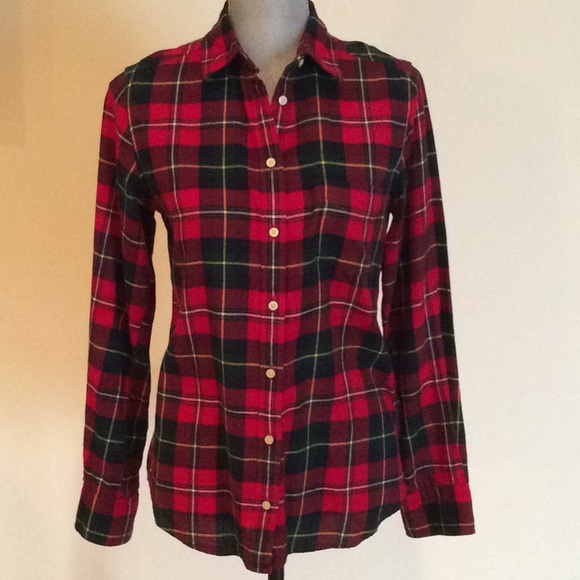 Uniqlo Womens Red Green Plaid Flannel 